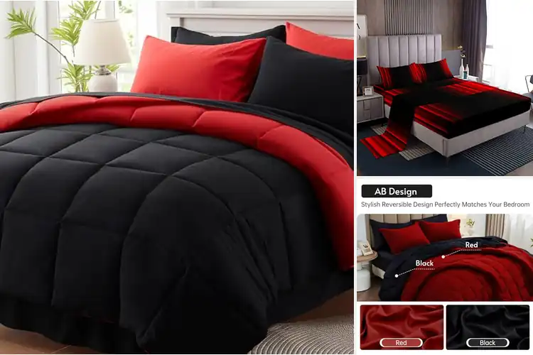 Detailed view of Best Red And Black Bed Sheets