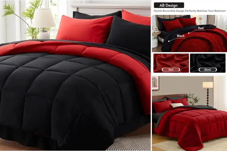 Detailed view of Best Red And Black Bedding