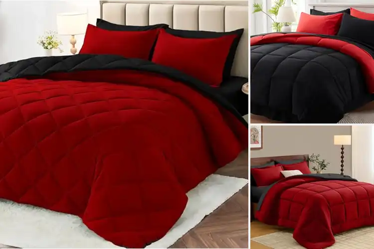 Detailed view of Best Red And Black Bedding Sets for Bold Bedroom Style