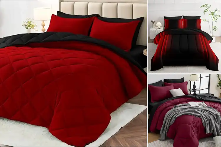 Detailed view of Best Red And Black Color Bedding