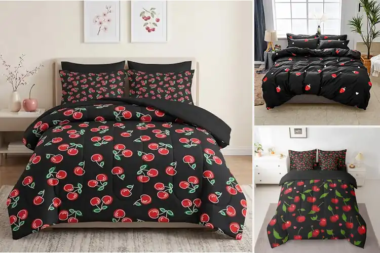 Detailed view of Best Red And Black Fruit Bedding Sets