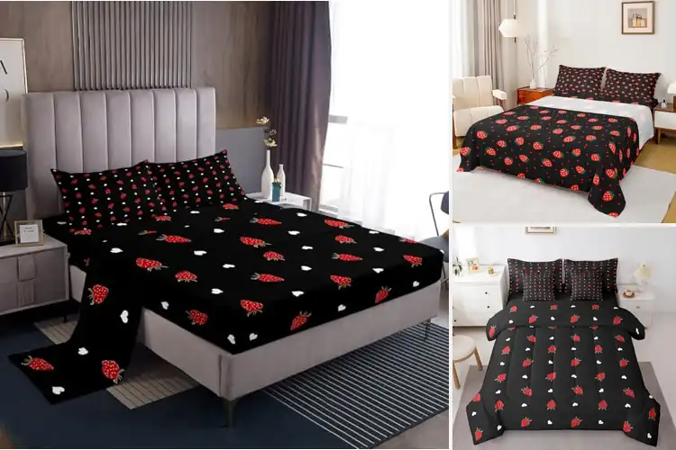 Detailed view of Best Red And Black Strawberry Sheets