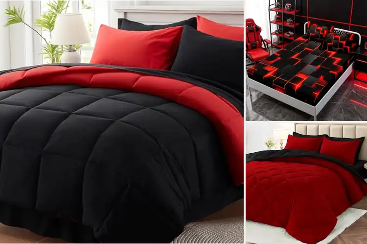 Detailed view of Best Red Black Bed Sheets: Bold Style for Modern Bedrooms