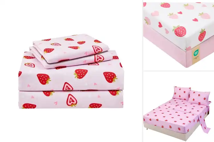 Detailed view of Best Strawberry Themed Fitted Sheets